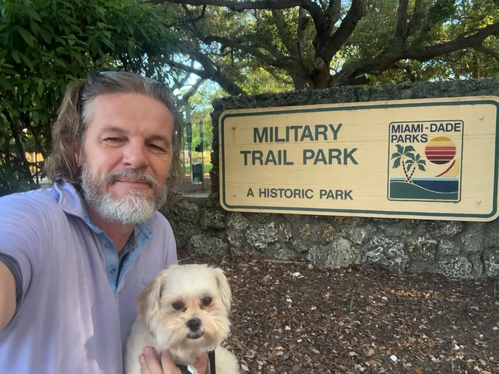 Overview of Military Trail Park showing dog pens and walking trail